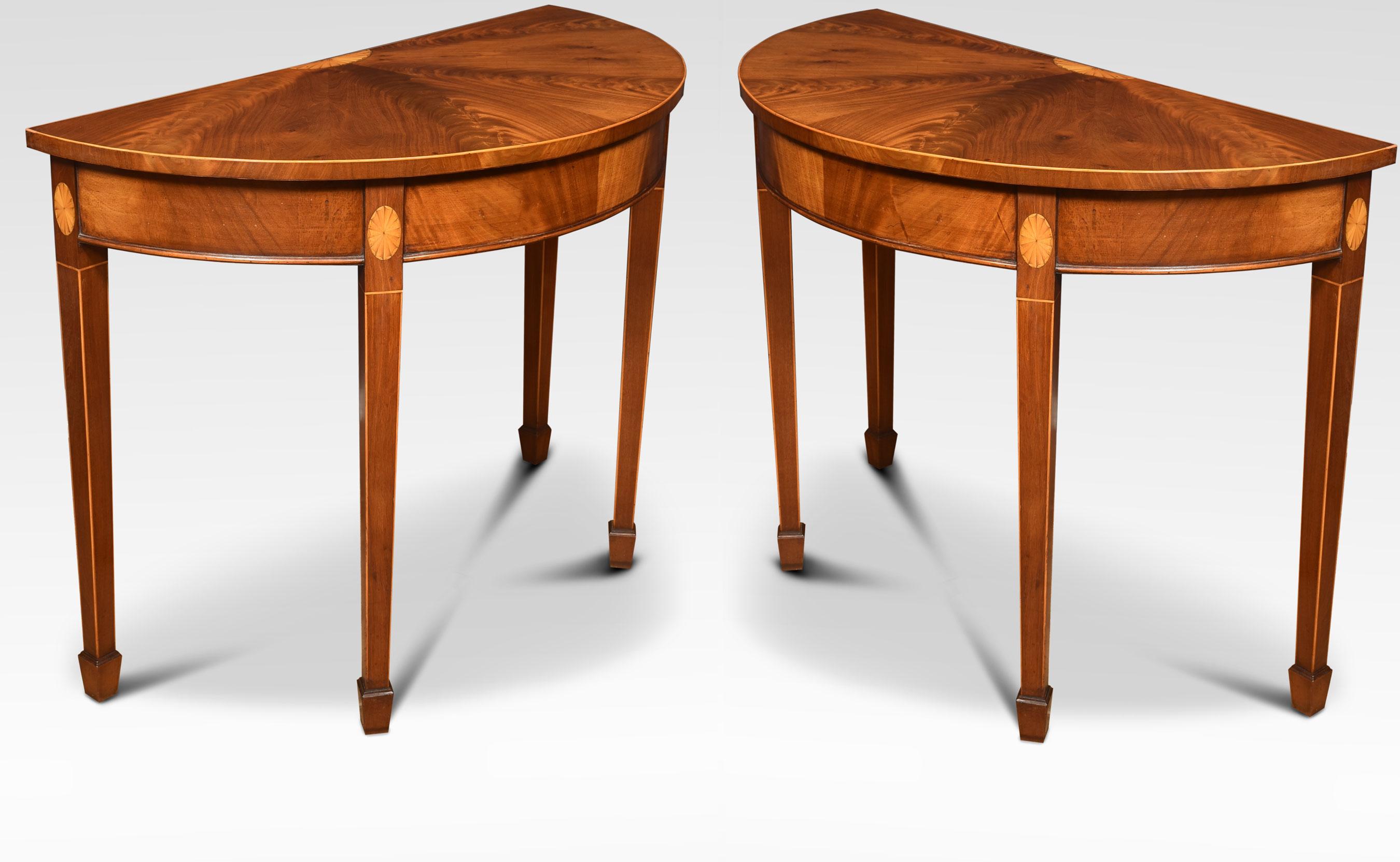 Pair of inlaid hall tables