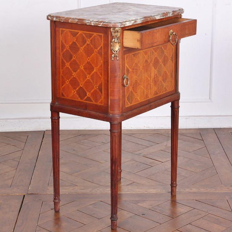 Pair of Inlaid Louis XVI Nightstands For Sale at 1stdibs