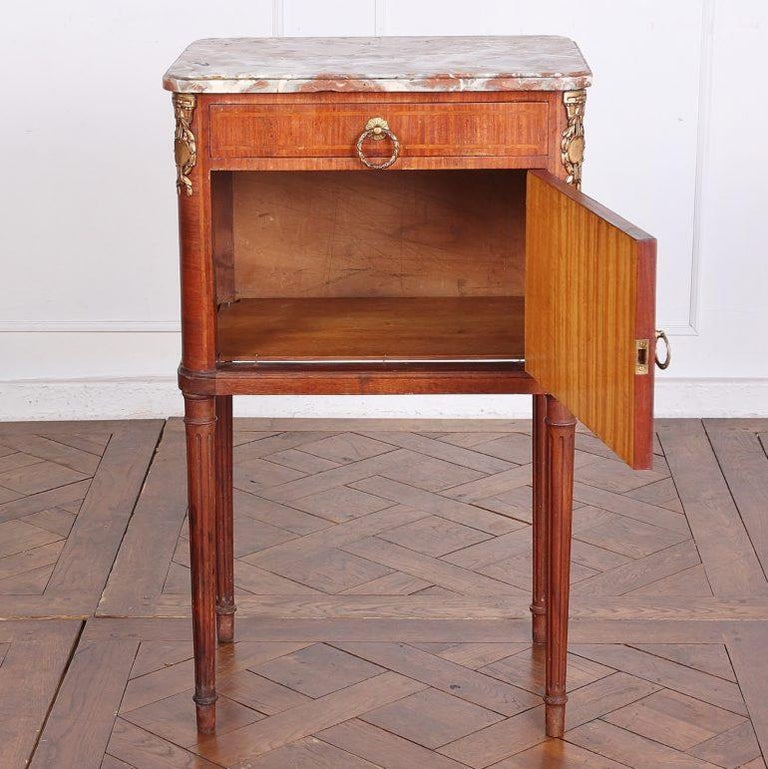 Pair of Inlaid Louis XVI Nightstands For Sale at 1stdibs
