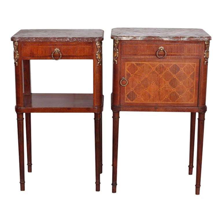 Pair of Inlaid Louis XVI Nightstands For Sale at 1stdibs