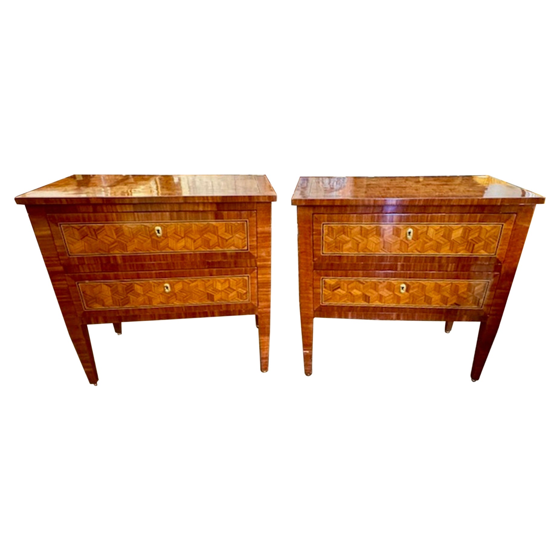 Pair of Inlaid Mahogany Chests