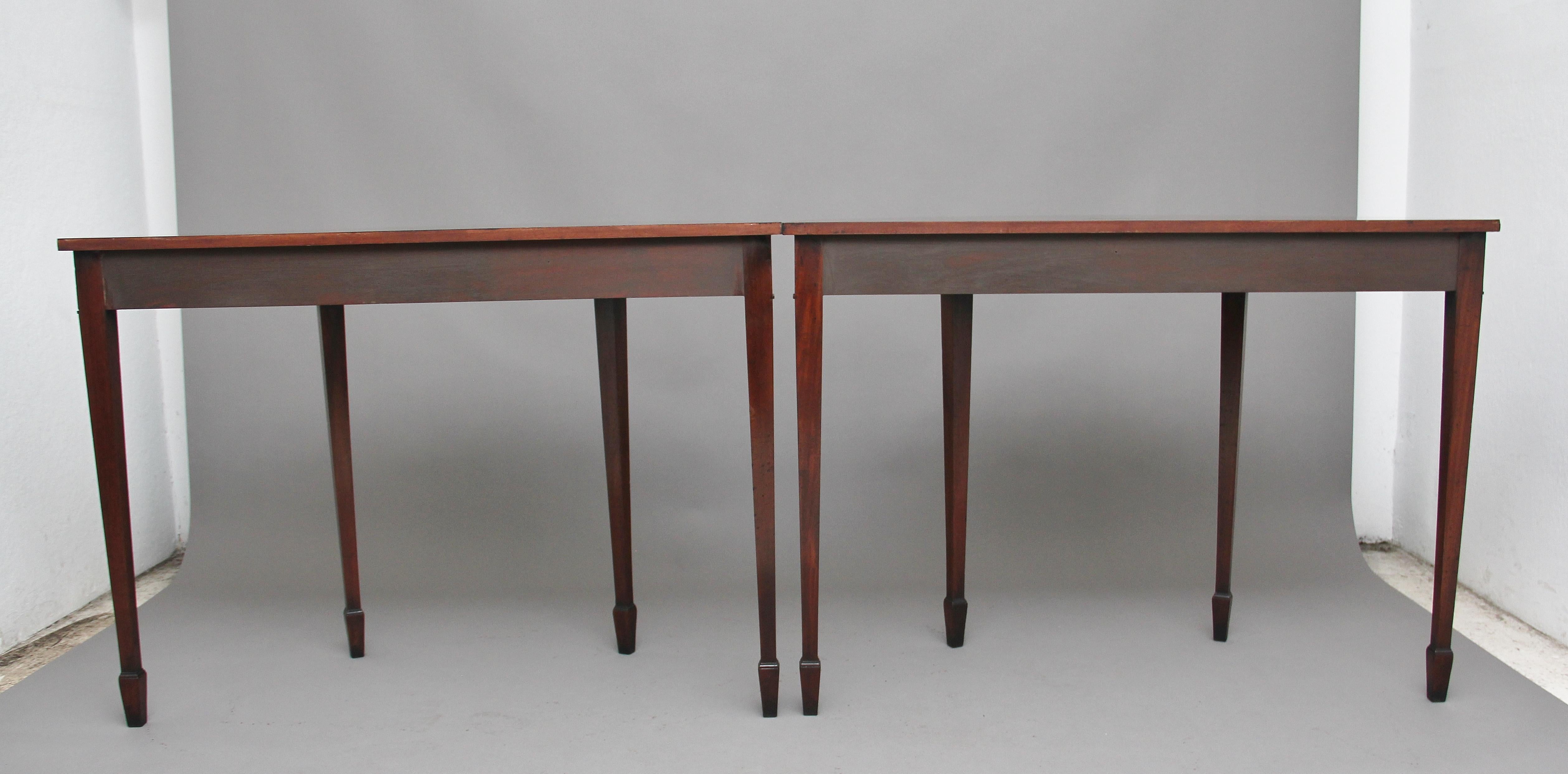 Mid-20th Century Pair of Inlaid Mahogany Console Tables