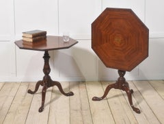 Pair of inlaid mahogany tripod tables