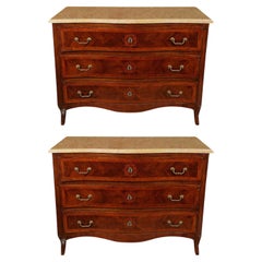 Pair of Veneered and Inlaid Commodes from Genoa