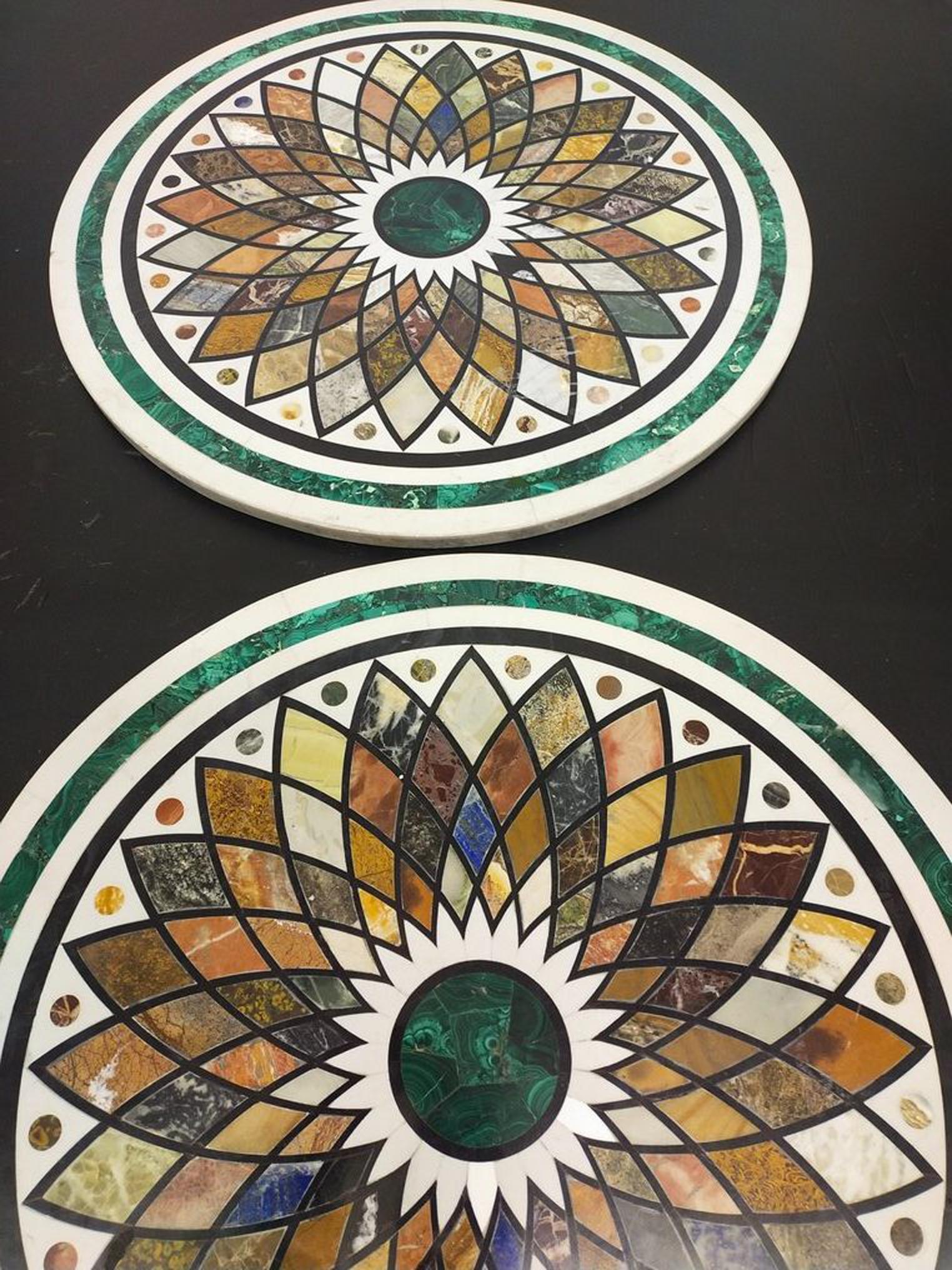 Italian Pair of inlaid marble tops For Sale
