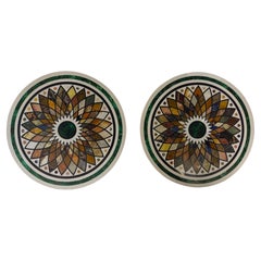 Pair of inlaid marble tops