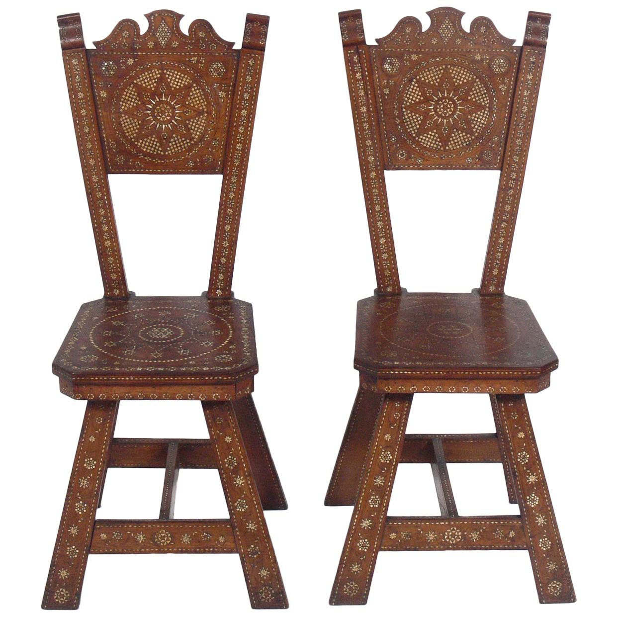 Pair of Inlaid Moroccan Chairs