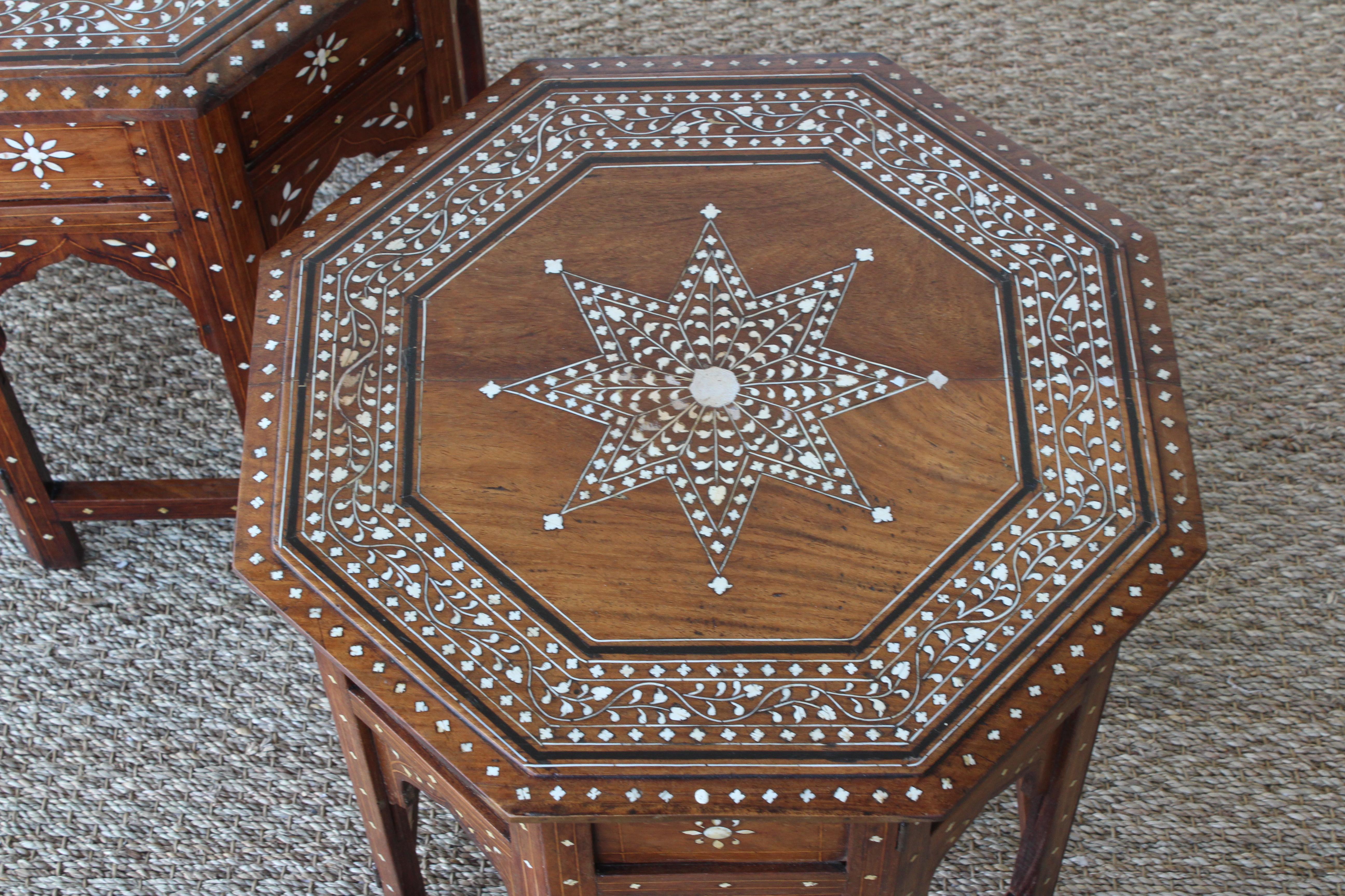 Pair of Inlaid Syrian Side Tables, 1950s In Good Condition In Los Angeles, CA
