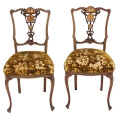 Antique Pair of Inlaid Victorian Occasional Chairs, Scotland 1890, H760