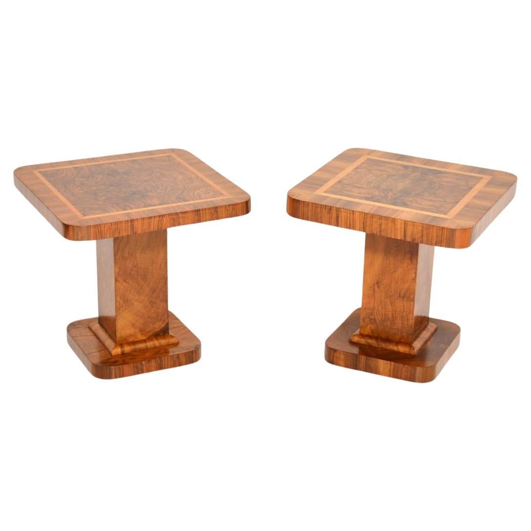 Pair of Inlaid Walnut Art Deco Side Tables