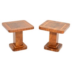 Pair of Inlaid Walnut Art Deco Side Tables