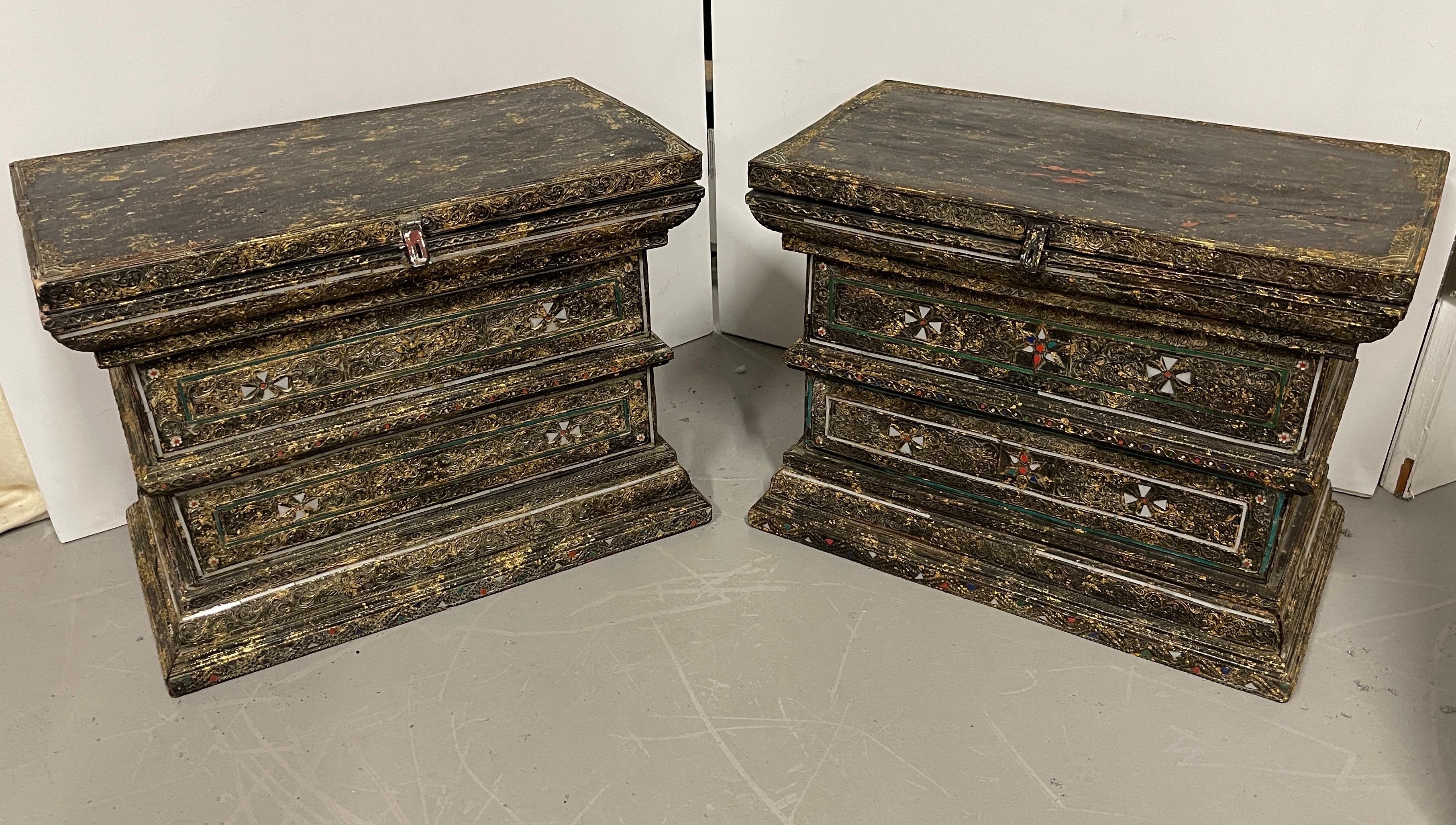 Pair of Inlaid Wedding Dowry Chests For Sale 13