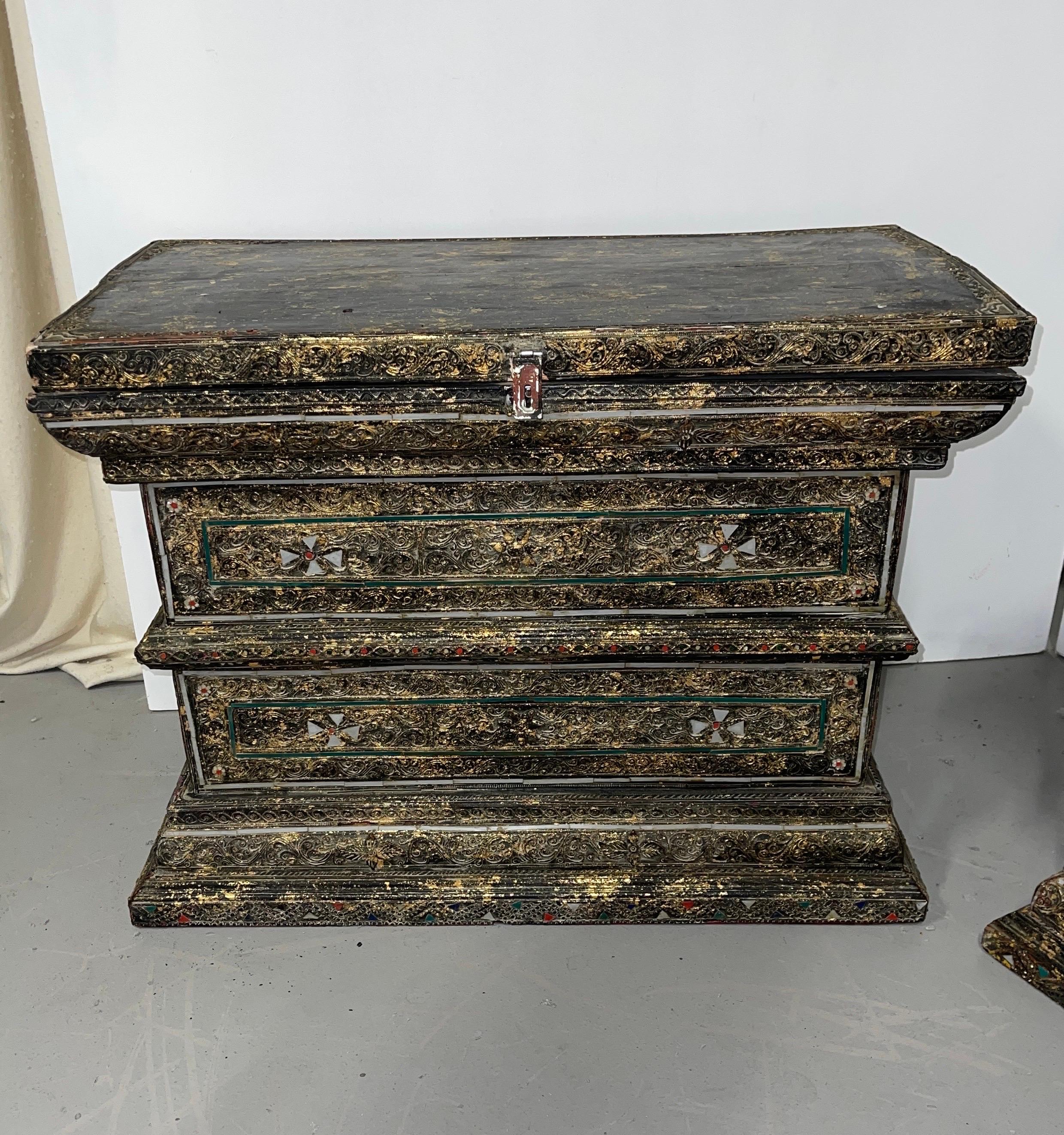 Unknown Pair of Inlaid Wedding Dowry Chests For Sale