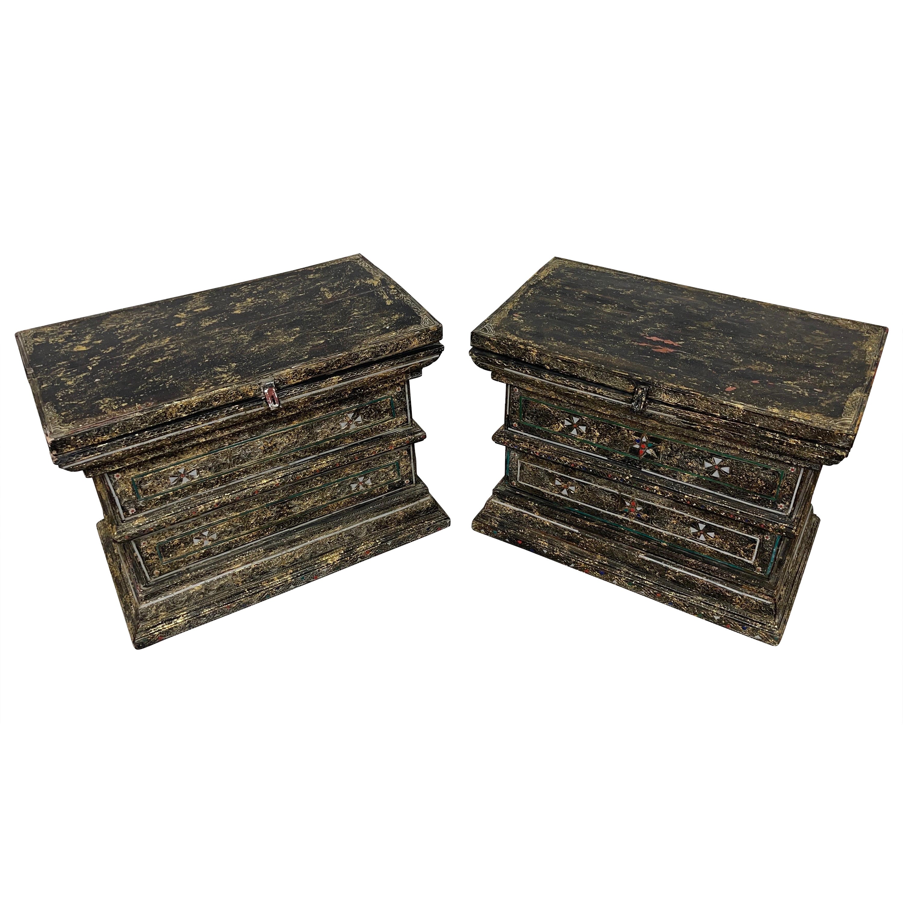 Pair of Inlaid Wedding Dowry Chests