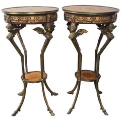 Pair of Inlayed Top Gueridon Tables