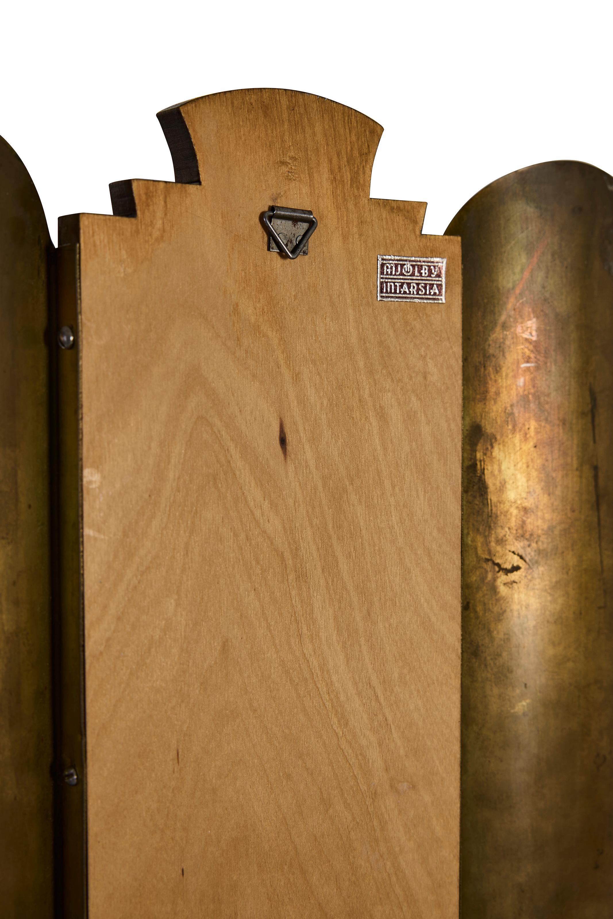 Coppia di lampade da parete in intarsio, Birger Ekman per Mjölby Intarsia, Svezia In condizioni buone in vendita a Göteborg, SE