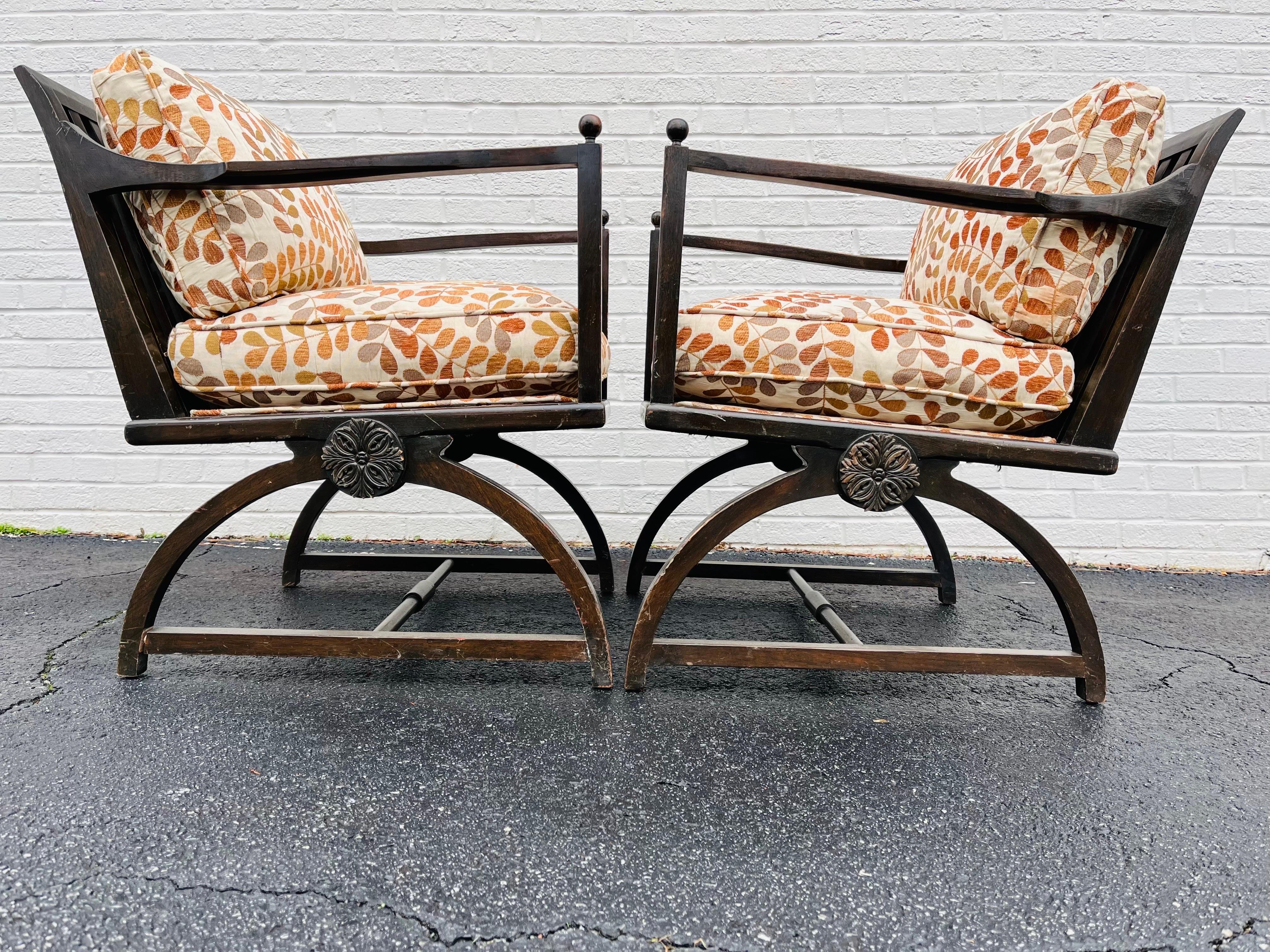 Pair of Interesting Wood Slat Arm Chairs with a Vienna Secession Sensibility For Sale 6