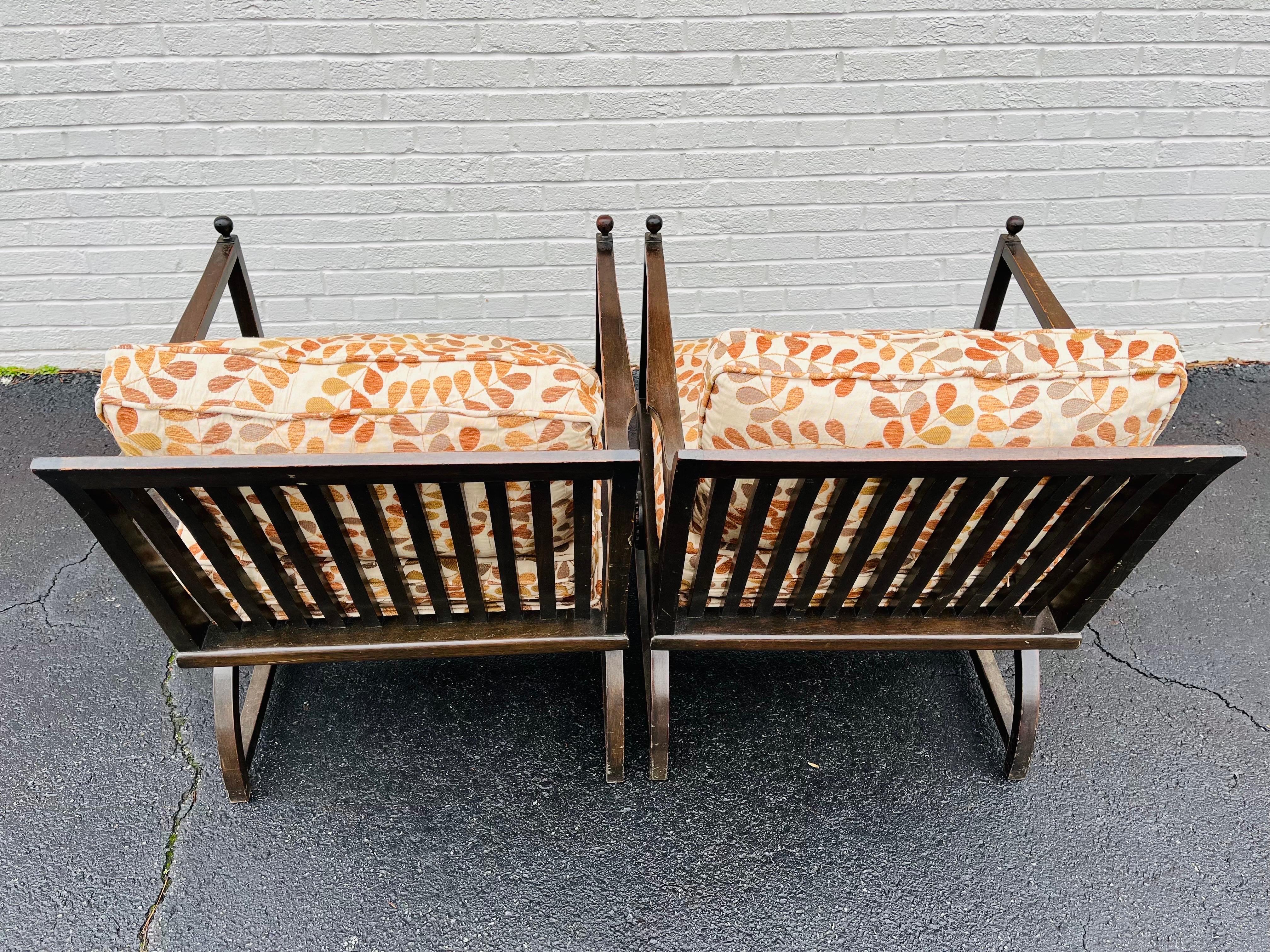 Pair of Interesting Wood Slat Arm Chairs with a Vienna Secession Sensibility For Sale 7