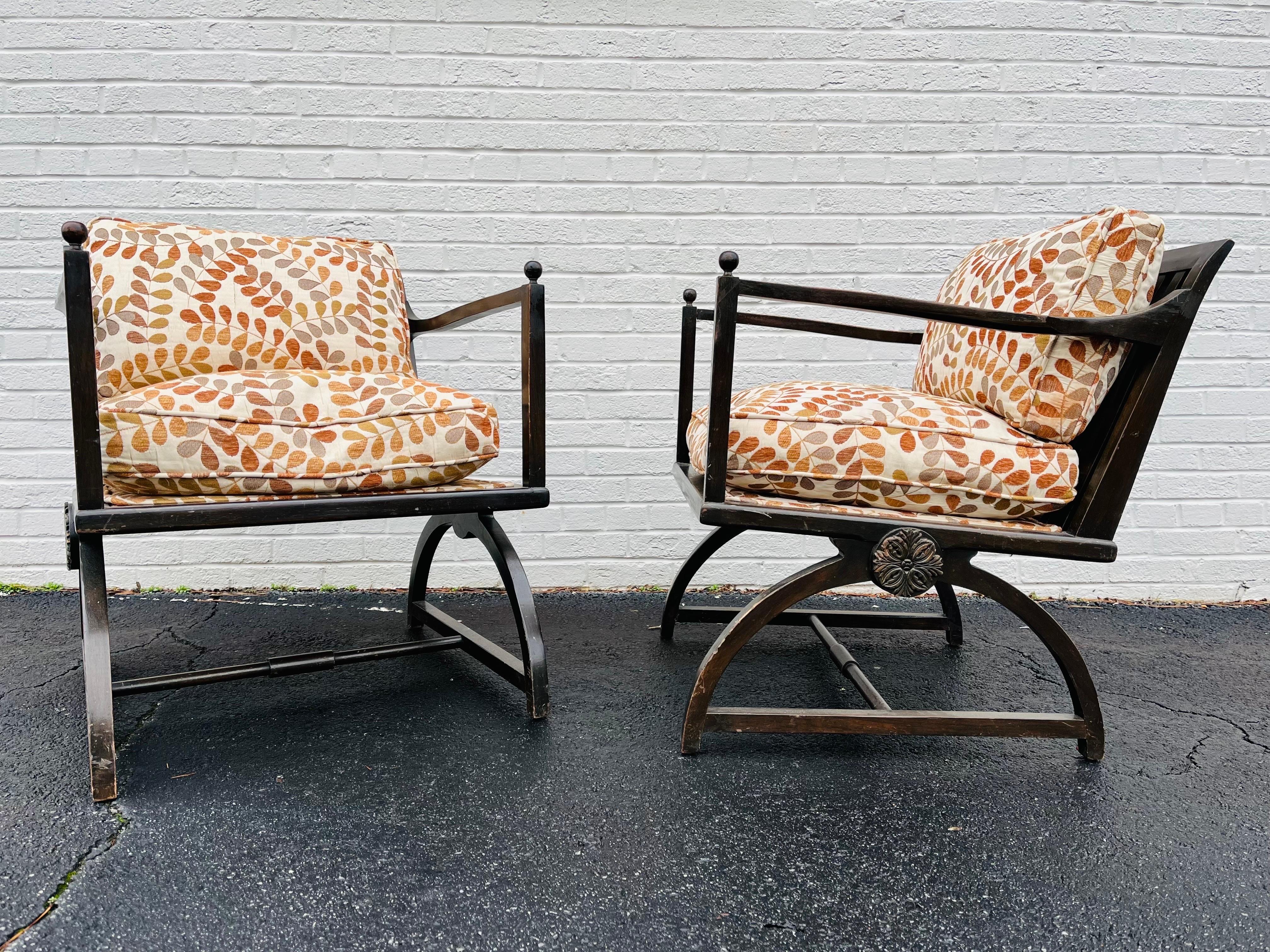 American Pair of Interesting Wood Slat Arm Chairs with a Vienna Secession Sensibility For Sale