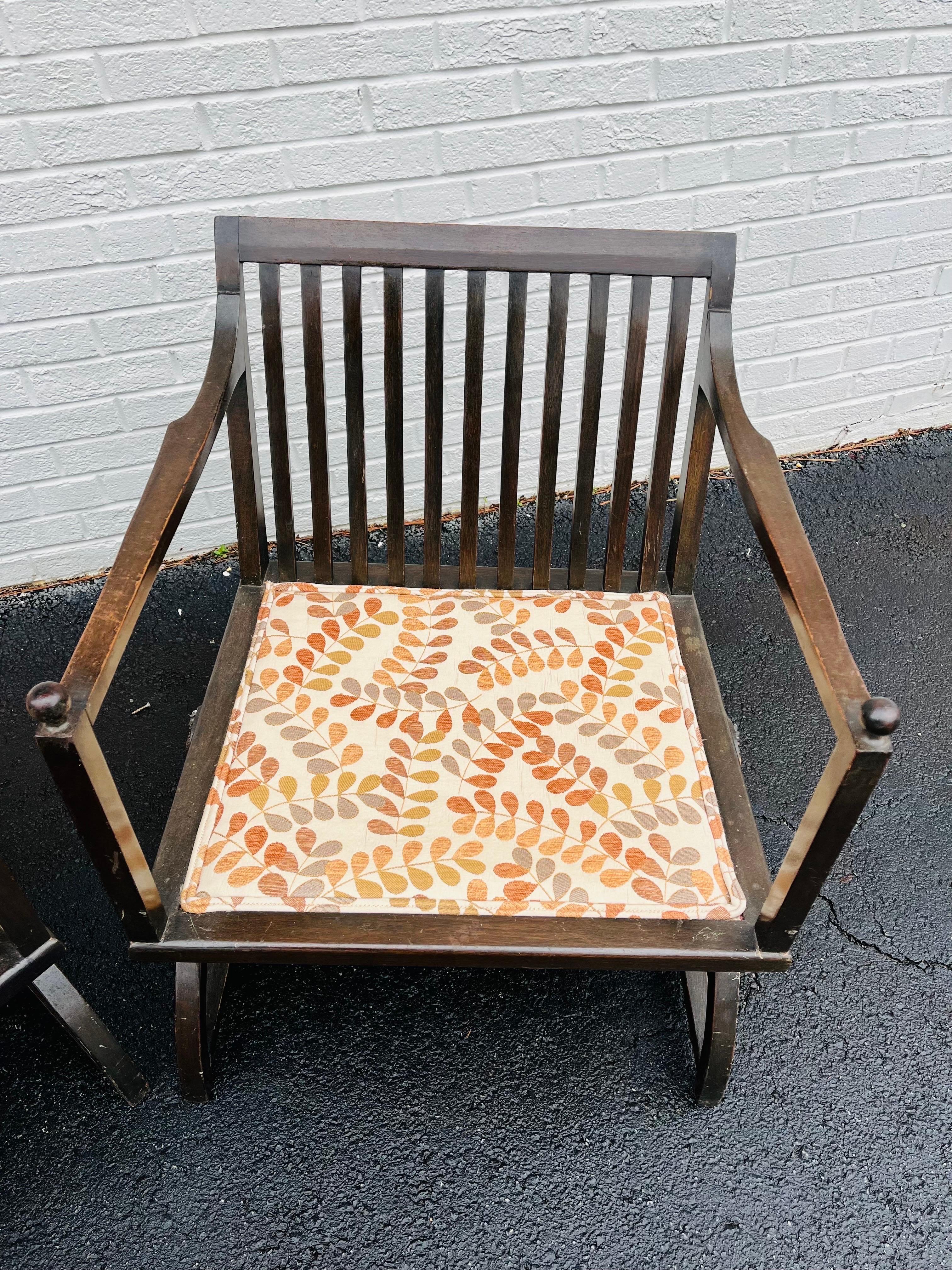 Pair of Interesting Wood Slat Arm Chairs with a Vienna Secession Sensibility For Sale 1