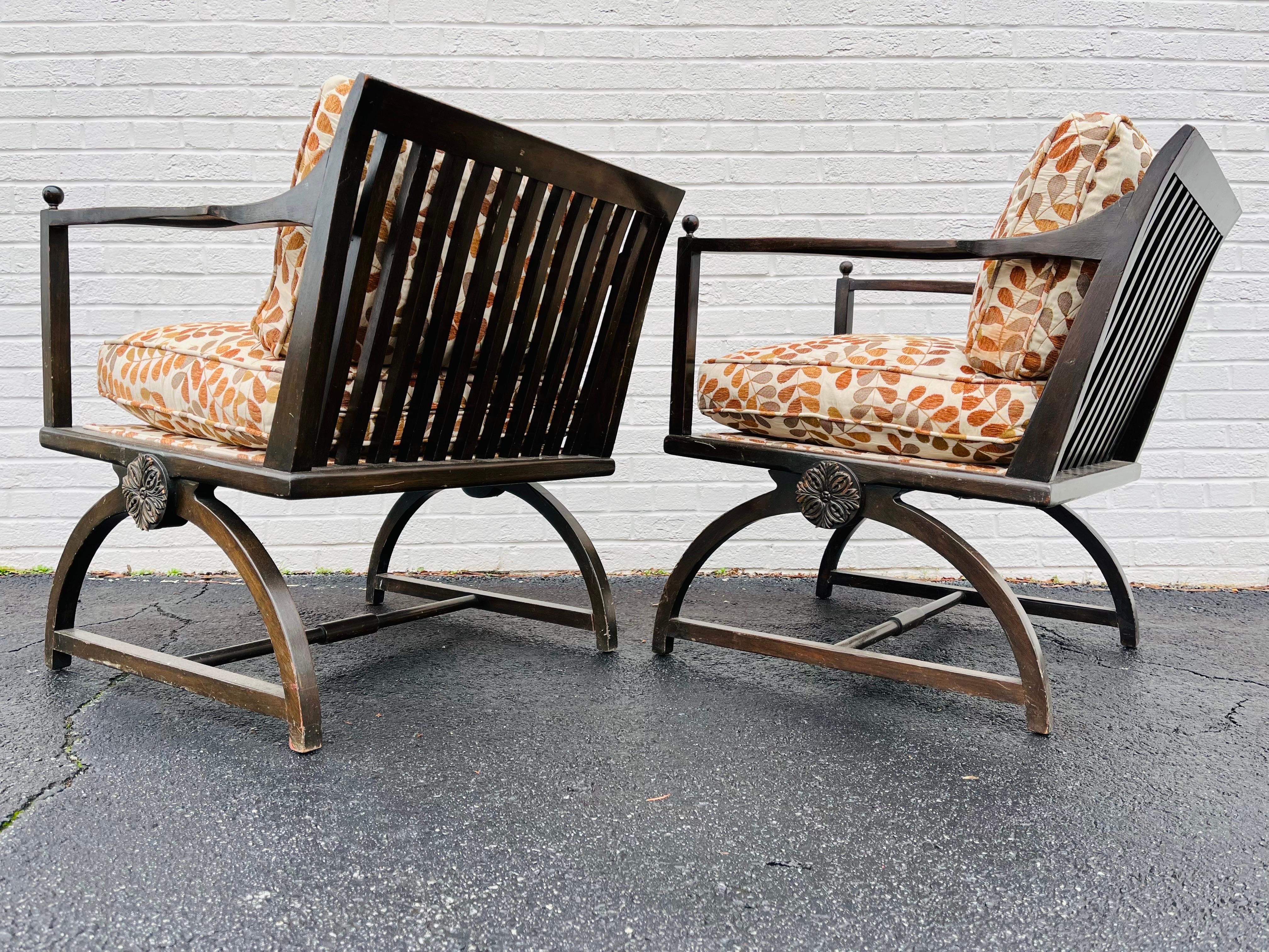 Pair of Interesting Wood Slat Arm Chairs with a Vienna Secession Sensibility For Sale 2