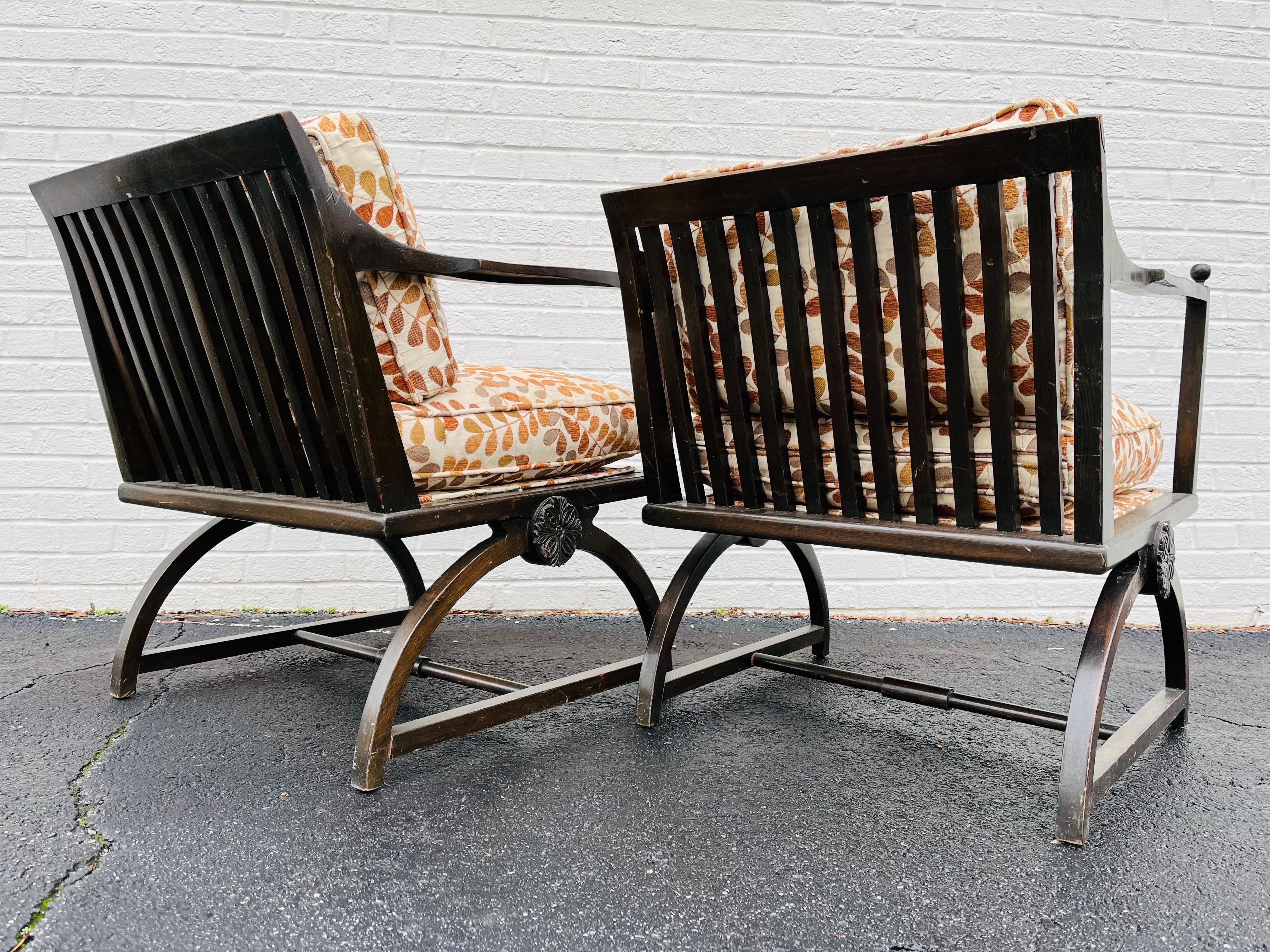 Pair of Interesting Wood Slat Arm Chairs with a Vienna Secession Sensibility For Sale 3