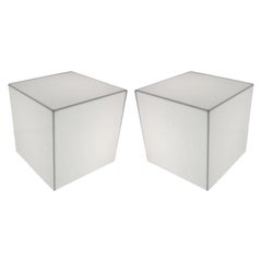 Pair of Interior Lit Acrylic Cube Side Tables
