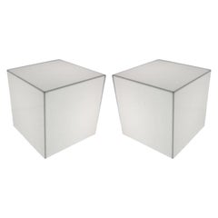 Pair of Interior Lit Acrylic Cube Side Tables
