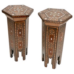 Pair of Intricate Diminutive Syrian Tabourets from the Early 20th Century