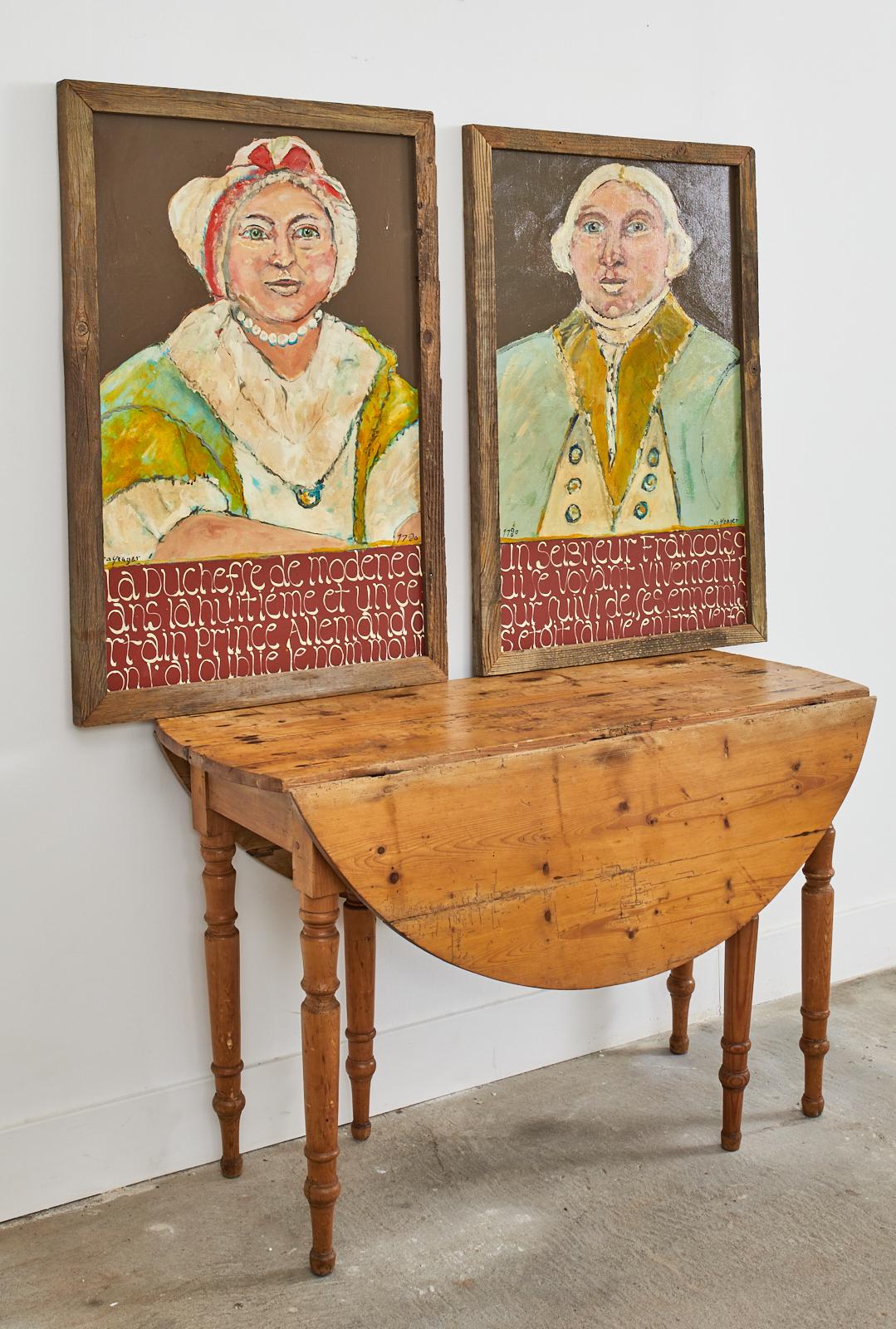 Pair of Ira Yeager Paintings 18th Century Couple For Sale 7