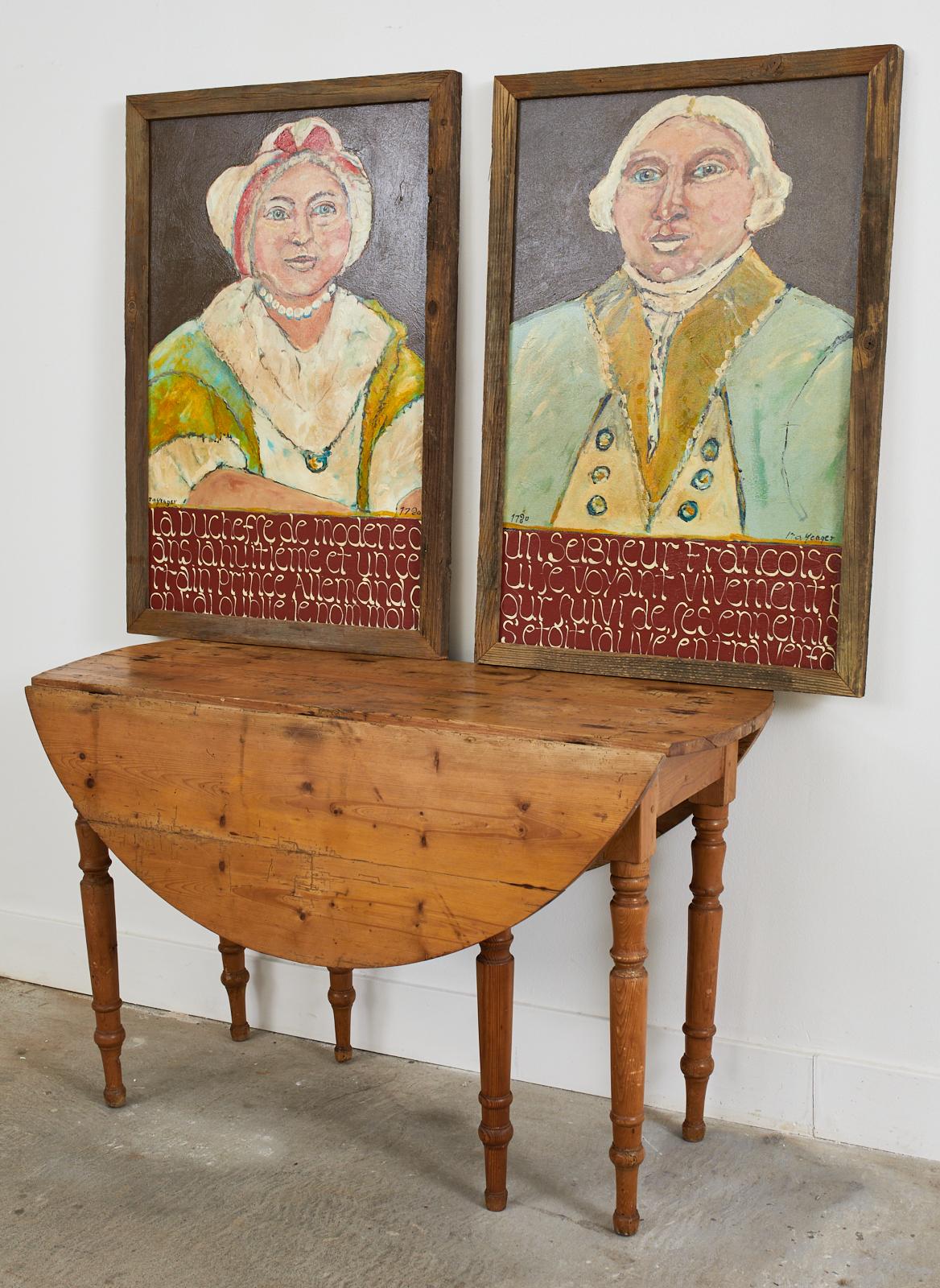 20th Century Pair of Ira Yeager Paintings 18th Century Couple For Sale
