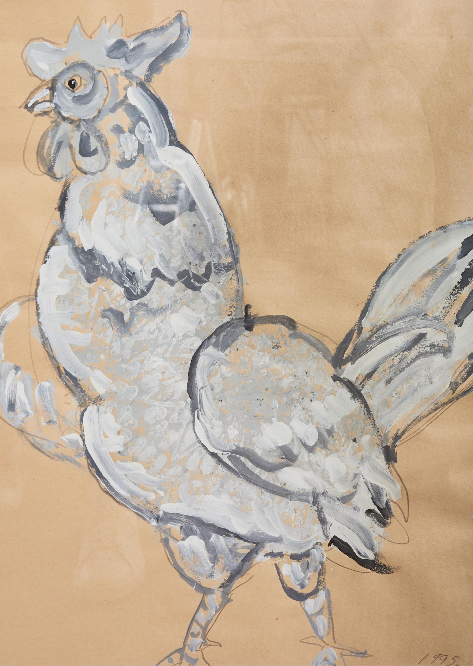 Paire de peintures de poulets d'Ira Yeager, 1995 en vente 9