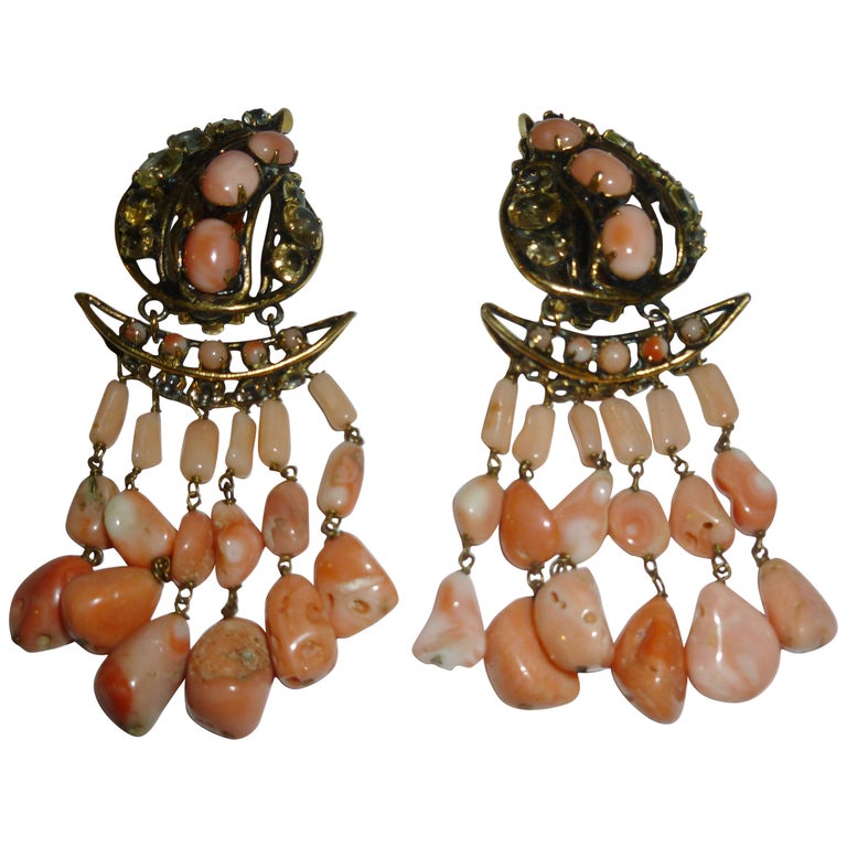 Pair Of Iradj Moini C Citrine Rhinestone Dangle Clip On Pair Of Iradj Moini C Citrine Rhinestone Dangle Clip On Earrings For