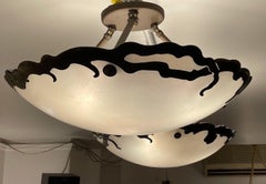 Pair of Iridescent Art Glass Chandeliers