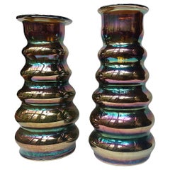 Pair of Iridescent Glass Vases