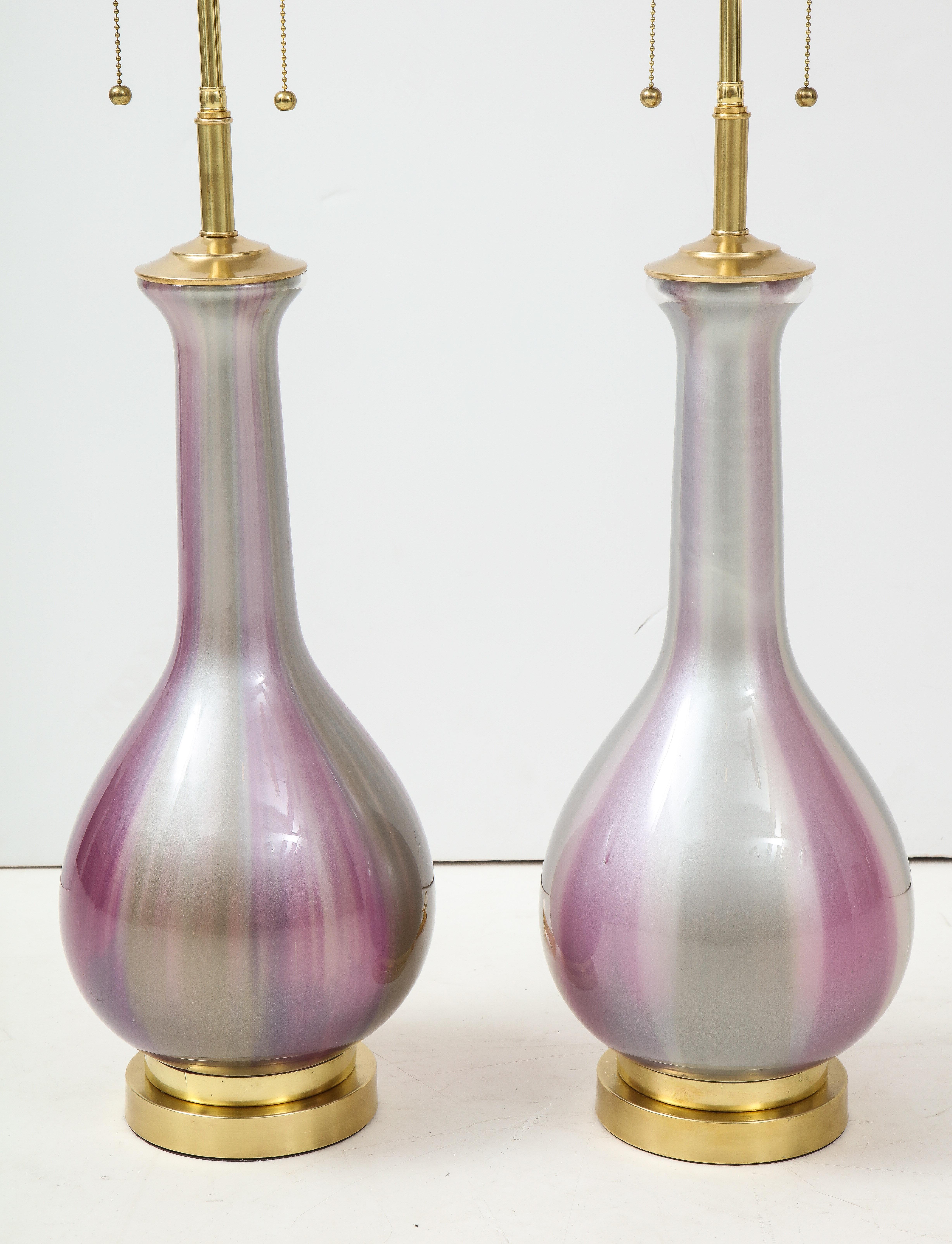 Mid-Century Modern Pair of Iridescent Lamps by Frederick Cooper