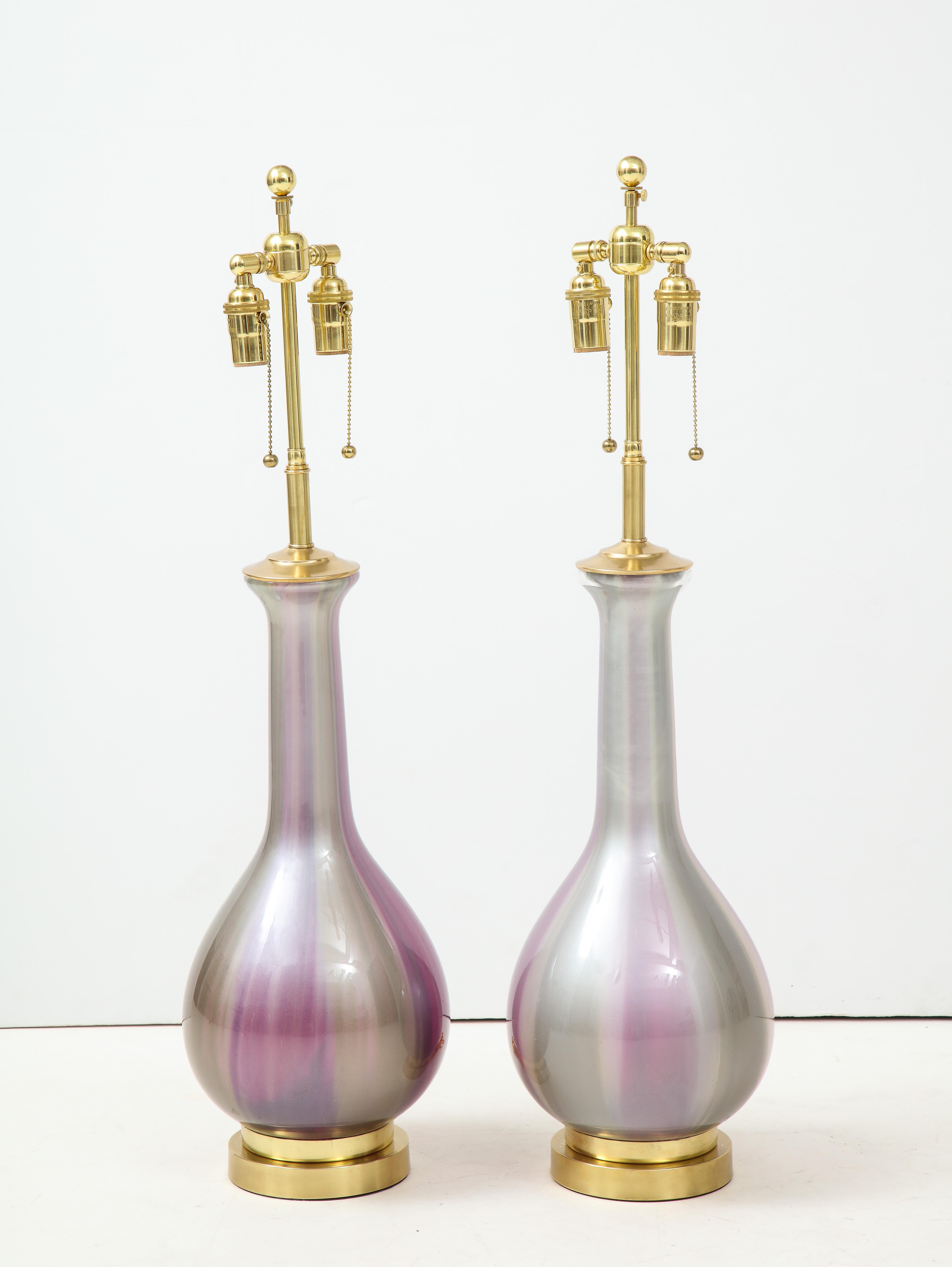 American Pair of Iridescent Lamps by Frederick Cooper