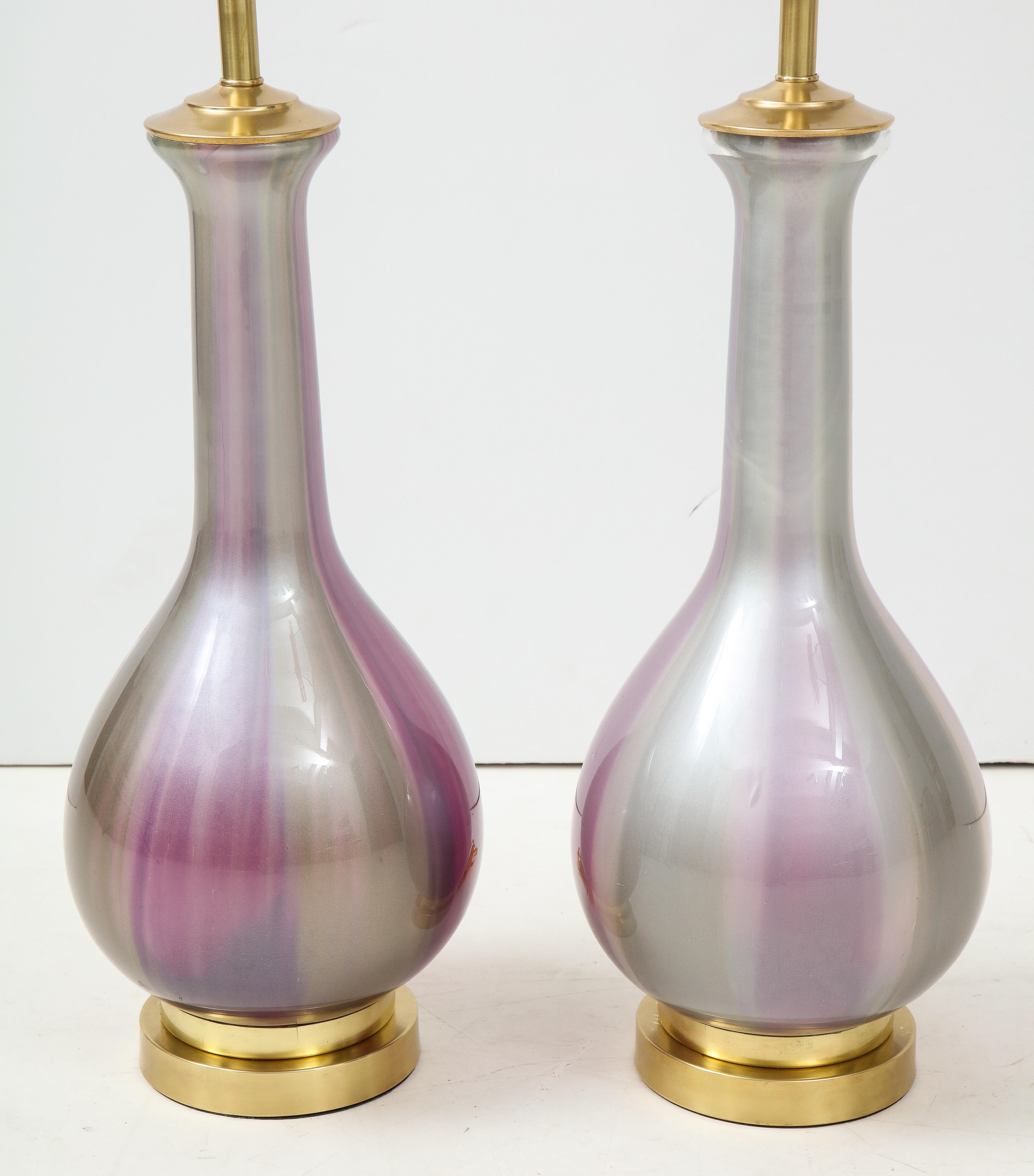 Pair of Iridescent Lamps by Frederick Cooper In Good Condition In New York, NY