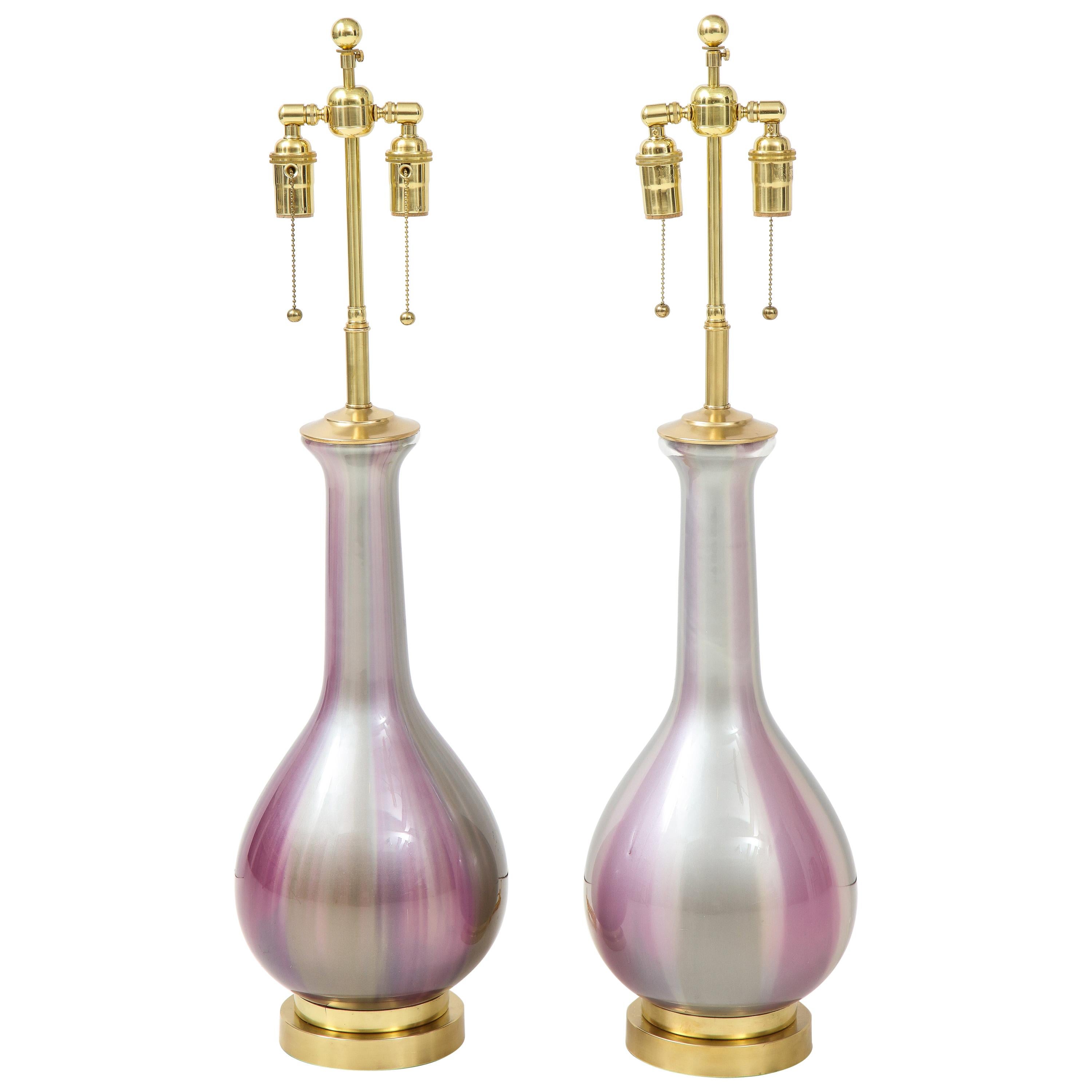 Pair of Iridescent Lamps by Frederick Cooper