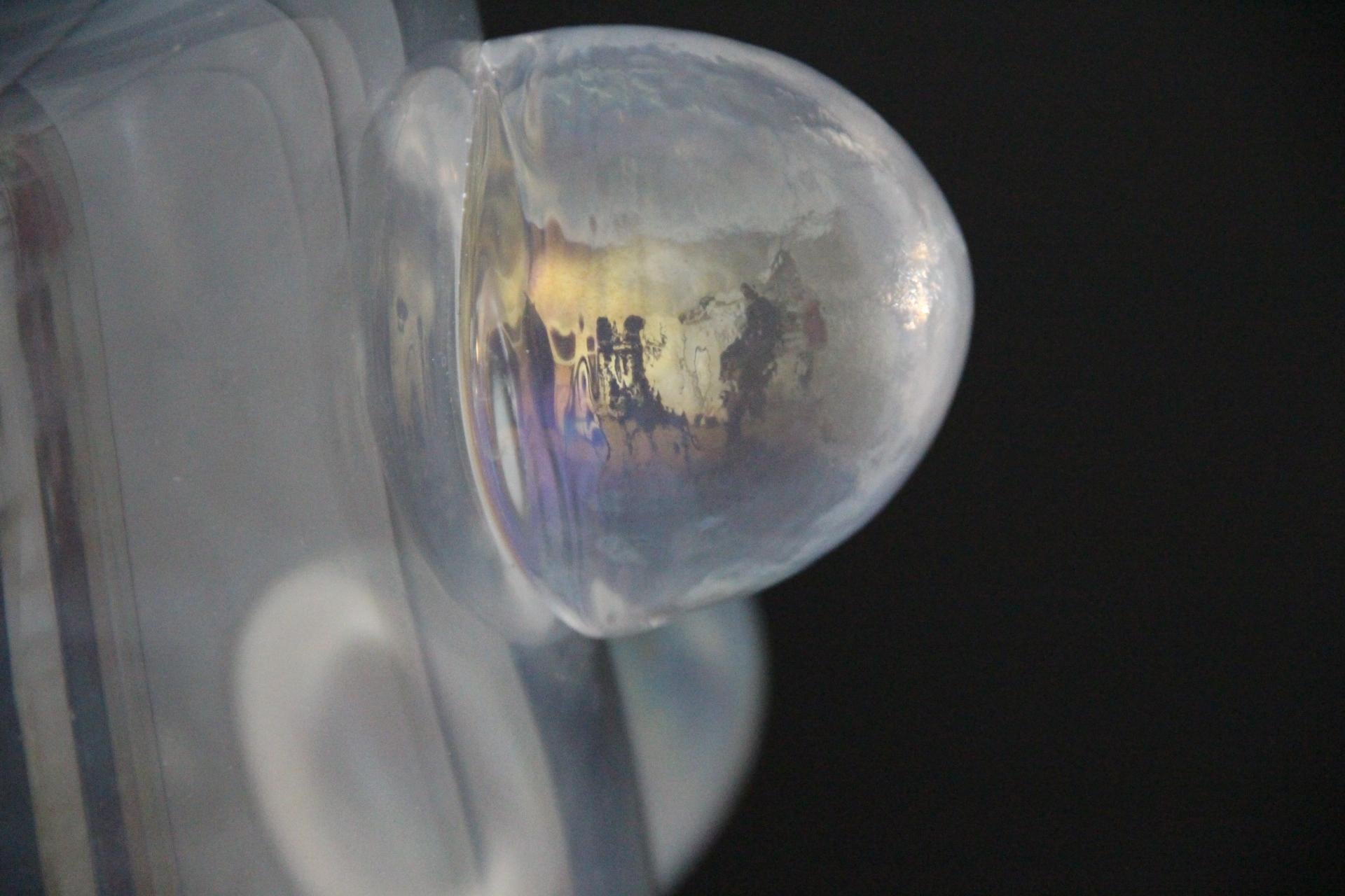 Pair Of Iridescent Mother-of-Pearl Murano Glass Large Vase Signed Cenedese For Sale 8