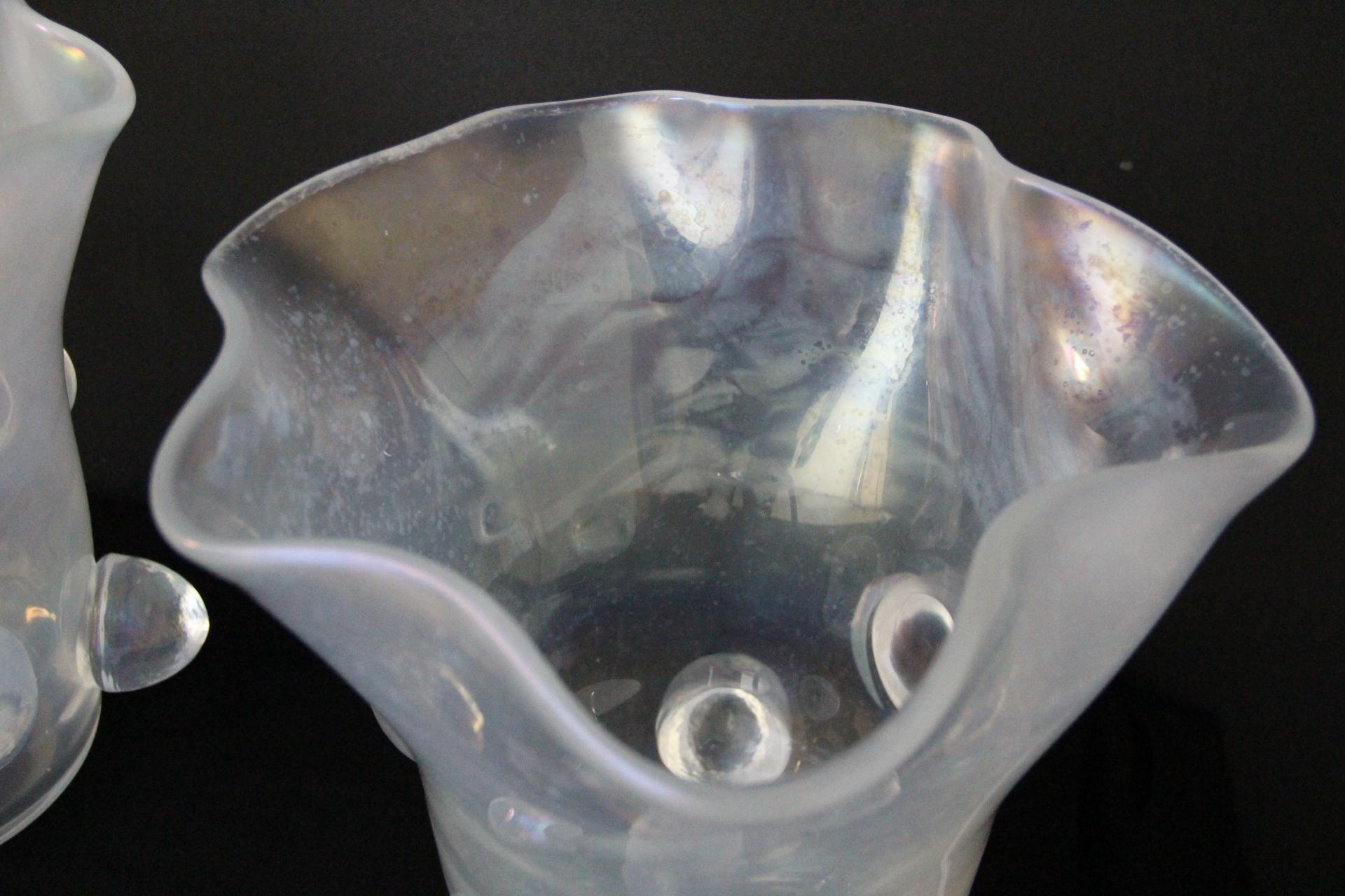 Pair Of Iridescent Mother-of-Pearl Murano Glass Large Vase Signed Cenedese For Sale 2