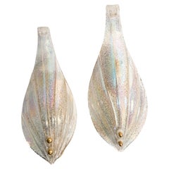 Pair of Iridescent Murano Glass Appliques from the 1960s