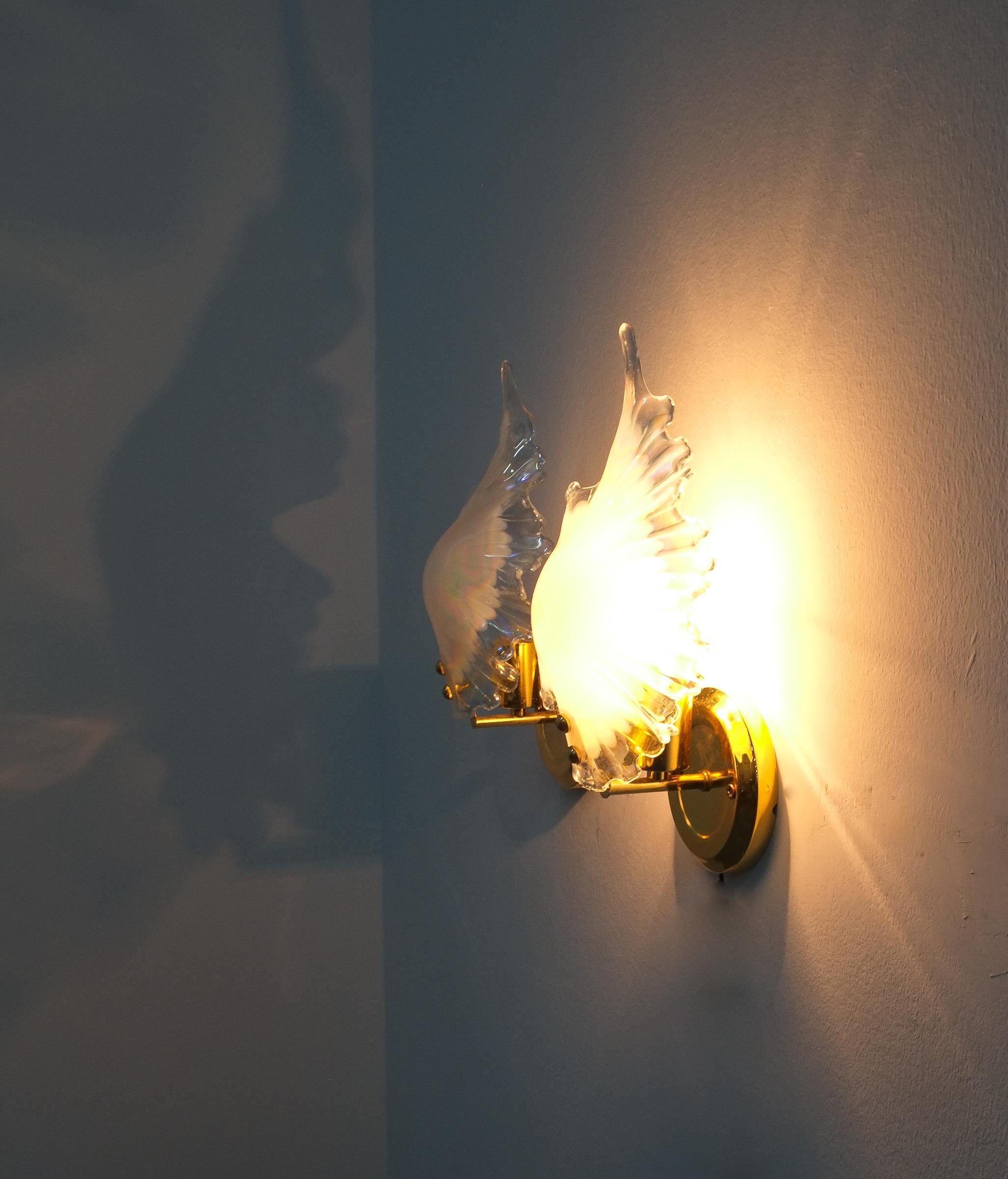 Pair of Iridescent Murano Glass Sconces, France, circa 1970 In Good Condition In Vienna, AT