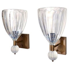 Pair of Iridescent Murano Glass Sconces, Piattelli curated Maestro collection