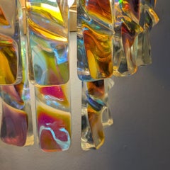 Pair of Iridescent Wall Lights Murano Glass Sconces Vistosi Style, Italy, 1970s