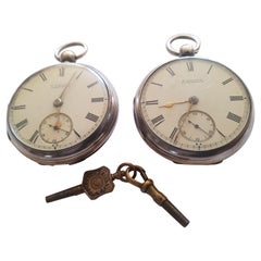 Antique Pair of Irish 19th Century Silver Pocket Watches