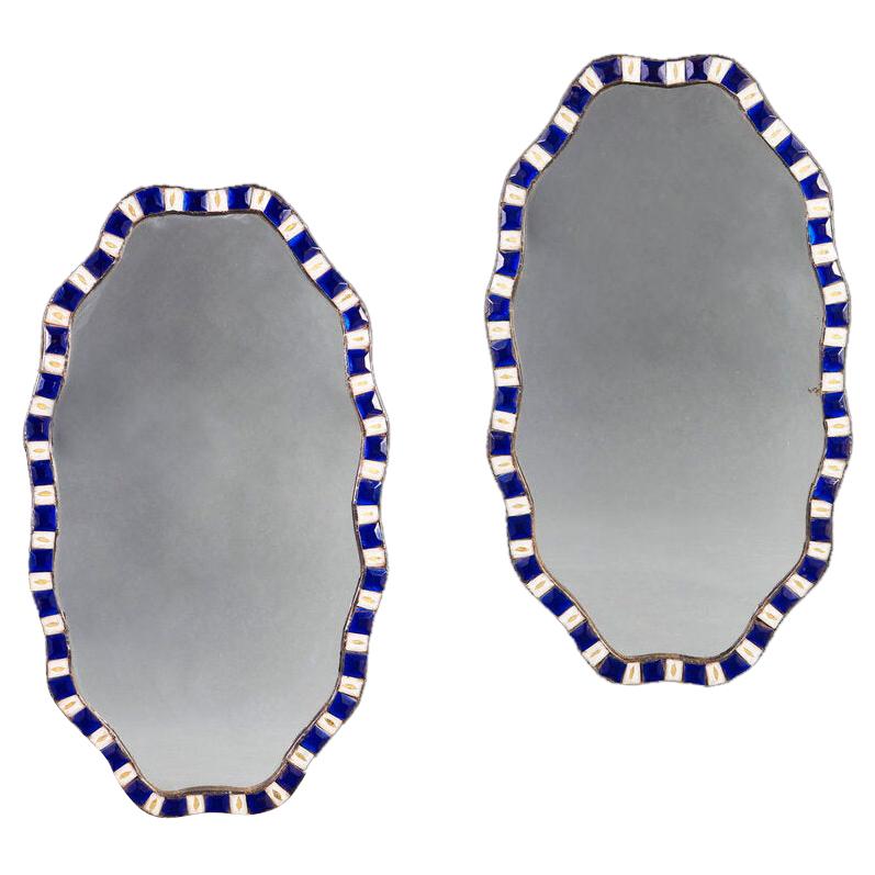 Pair of Irish Cut Glass Anamorphic Mirrors
