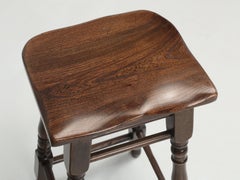 Pair of Irish Elm Wood Saddle Seat Stools Perfect for American Kitchen Counters