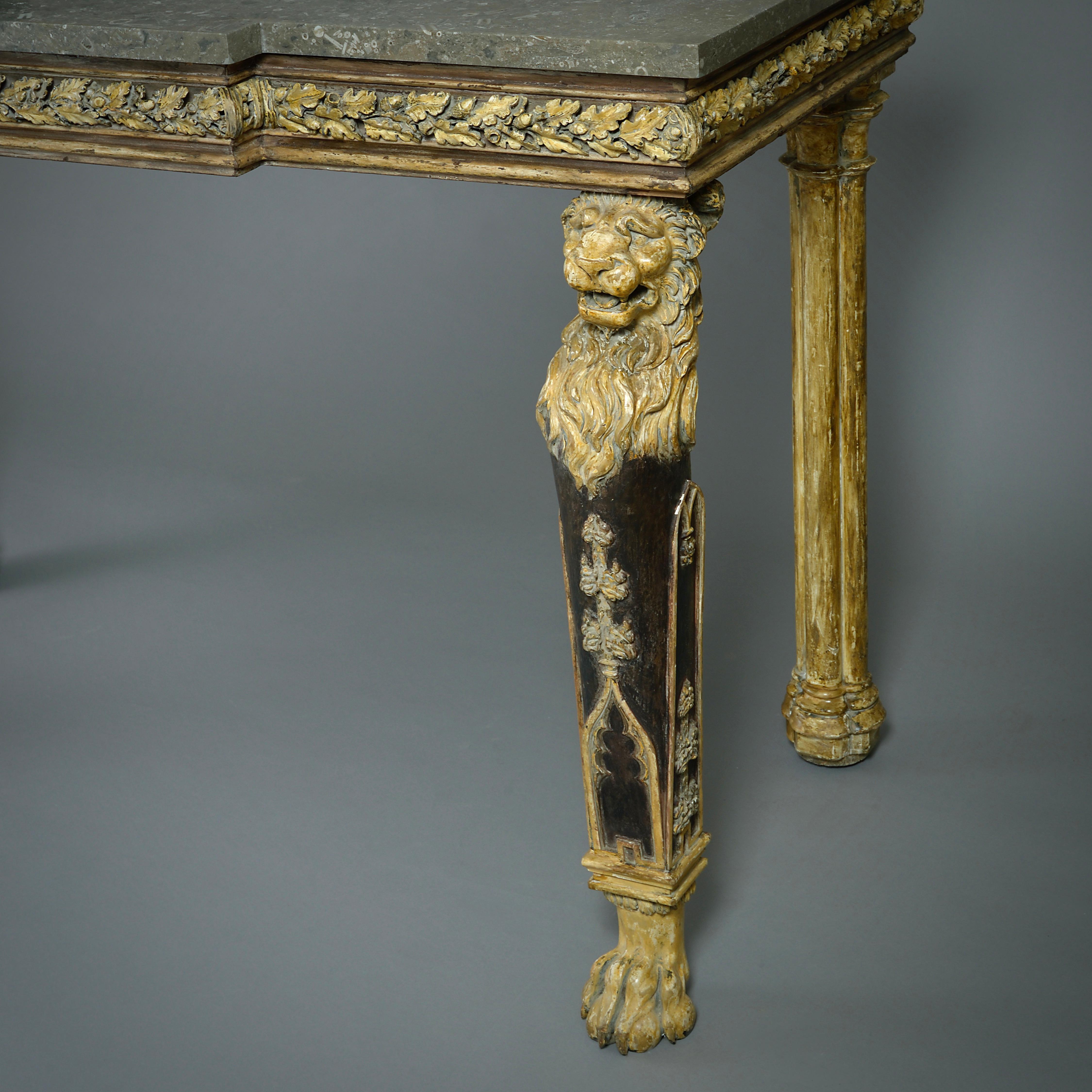 Marble Pair of Irish George IV Side Tables attributed to James Del Vecchio of Dublin For Sale