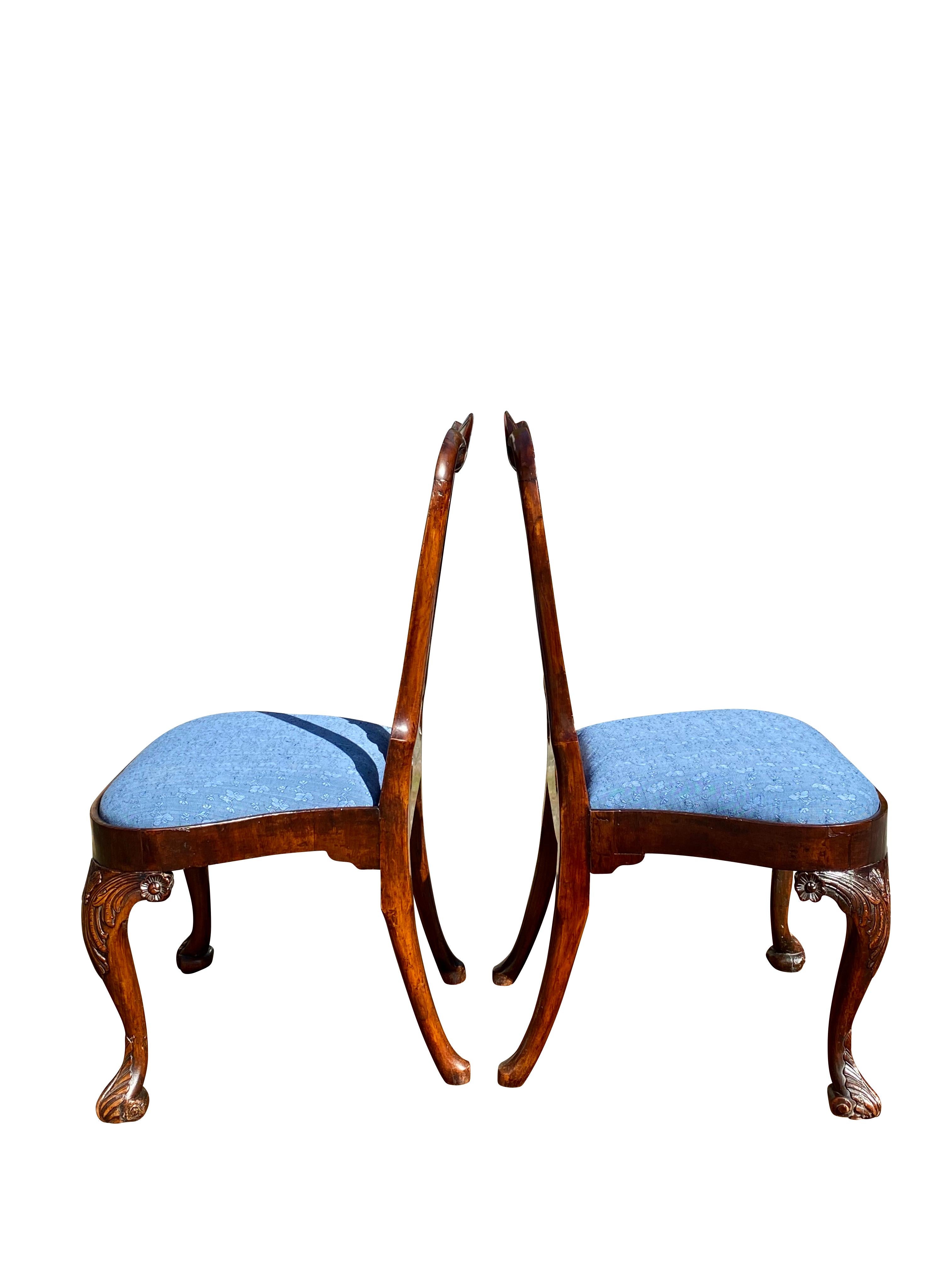Pair of Irish Georgian Walnut Side Chairs 5